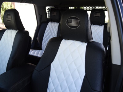 <b>
2021 Toyota 4Runner
</b>
<br>
Insert: White Ostrich E10 Diamond (Sim. Leather)
</br>Trim: Black Ostrich E01 (Sim. Leather)
</br>Product: Exotic - Gold Series | Covers and Camo
