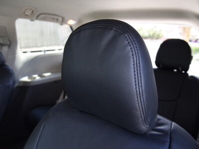 2012 Toyota Sienna headrest with Black Perforated Leather with Black Vinyl and Black Stitch