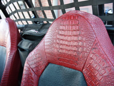 <b>
2015 Polaris RZR 
</b>
<br>
Insert: Black Ostrich E01 (Sim. Leather)
</br>Trim: Flame Croc E44 (Sim. Leather) 
</br>Product: UTV | Covers and Camo