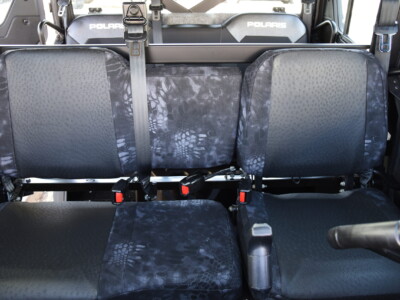 2020 Polaris Ranger front bench seat covers with Black Ostrich simulated leather and Kryptek Typhon trim