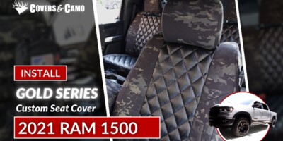 2021 RAM 1500 | Gold Series | Seat Cover Installation 2021 RAM 1500 Seat Cover Installation Insert: Black Ostrich -- Trim: MultiCam Black. Covers & Camo