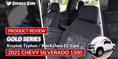 2021 Chevy Silverado 1500 front seat covers with Kryptek Typhon inserts and Black HD1000 trim