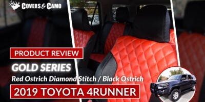 2019 Toyota 4Runner seat covers in Red Ostrich Diamond and Black Ostrich
