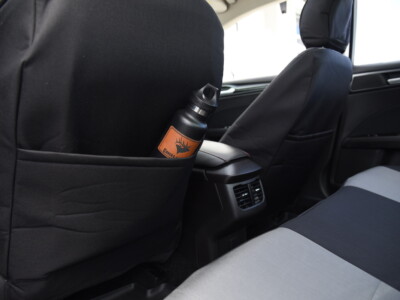 2015 Ford Fusion front Canvas Seat Covers Bronze Series with Gray Cordura inserts and Black Cordura side panels