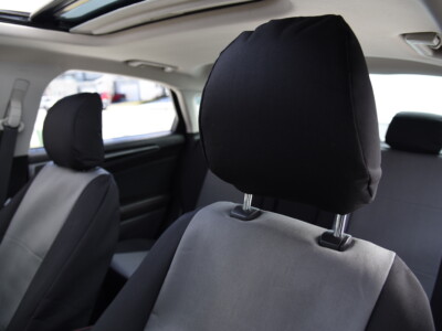 2015 Ford Fusion front Canvas Seat Covers Bronze Series with Gray Cordura inserts and Black Cordura side panels