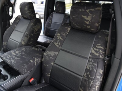 <b>
2023 RAM 2500
</b>
<br>
Insert: Black Perforatred Sof-Touch L01 (Sim. Leather)
</br>Trim: MultiCam Black C80 (Canvas)
</br>Product: Camo - Gold Series | Covers and Camo