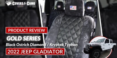 2022 Jeep Gladiator Kryptek seat covers review video with Black Ostrich Diamond inserts and Kryptek Typhon trim