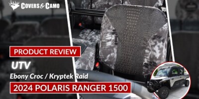 2024 Polaris Ranger 1500 UTV Exotic Seat Covers with Ebony Croc inserts and Kryptek Raid trim product review video thumbnail