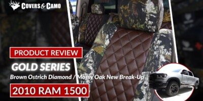 2010 RAM 1500 seat covers in Brown Ostrich Diamond and Mossy Oak New Break-Up camouflage