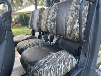 <b> 2021 Can-Am Defender </b>
<br> Insert: Black Ostrich (Sim. Leather)
</br> Trim: Mossy Oak Bottomland (Canvas)
</br> Product: UTV | Covers and Camo