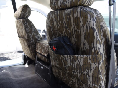 2008 Chevy Silverado 1500 seat back detail in Mossy Oak Bottomland Original camouflage