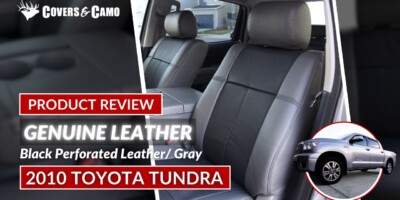 Genuine Leather Seat Covers | 2010 Toyota Tundra | Black/Gray | Covers & Camo