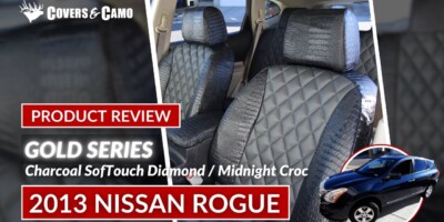 2013 Nissan Rogue product review video featuring Charcoal Sof-Touch Diamond and Midnight Croc Alligator Seat Covers