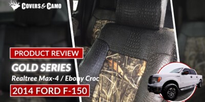 2014 Ford F-150 seat covers in Realtree Max-4 and Ebony Croc