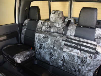 <b>
2016 Ford F-250
</b>
<br>
Insert: Black Ostrich E01 (Sim. Leather)
</br>Trim: Kryptek Raid C72 (Canvas)
</br>Product: Camo - Gold Series | Covers and Camo