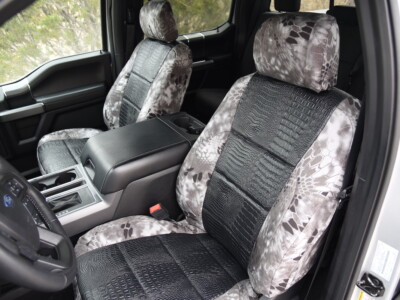 <b>
2018 Ford F-150
</b>
<br>
Insert: Midnight Croc E43 (Sim. Leather)
</br> Trim: Kryptek Raid C72 (Canvas)
</br>Product: Camo - Gold Series | Covers and Camo