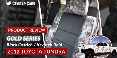 2012 Toyota Tundra seat covers in Black Ostrich and Kryptek Raid camouflage