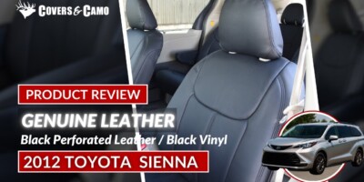 2012 Toyota Sienna seat covers in Black Perforated Leather with Black Vinyl trim