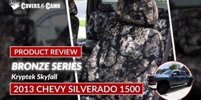 2013 Chevy Silverado 1500 front Kryptek Skyfall camouflage seat covers
