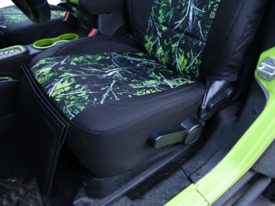 2013 Jeep Wrangler seat cushion with Sirphis Toxic camouflage insert and Black HD1000 trim