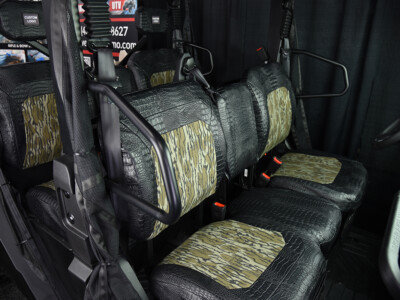2026 CFMOTO U10 rear seats with Mossy Oak Bottomland inserts and Midnight Croc trim