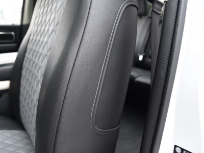 2022 RAM 1500 | Light Gray Diamond | Black Faux Leather 2022 RAM 1500 side seat profile with Light Gray Diamond faux leather