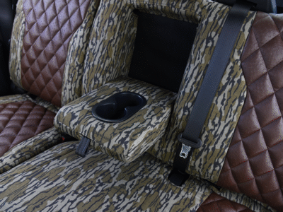 <b>
2026 Ford F-350
</b>
<br>
Insert: Brown Ostrich Diamond Stitch
</br> Trim: Mossy Oak Bottomland
</br>Product: Camo - Gold Series | Covers and Camo