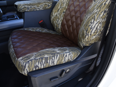 <b>
2026 Ford F-350
</b>
<br>
Insert: Brown Ostrich Diamond Stitch
</br> Trim: Mossy Oak Bottomland
</br>Product: Camo - Gold Series | Covers and Camo