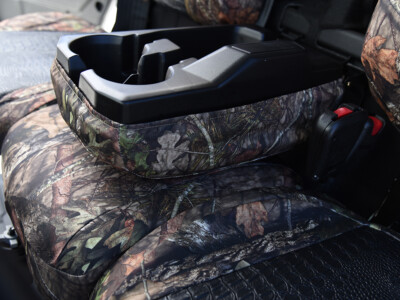 2026 Can-Am Defender | Midnight Croc | Mossy Oak NB Country 2026 Can-Am Defender cup holder console with Midnight Croc and Mossy Oak NB Country UTV Exotic seat covers