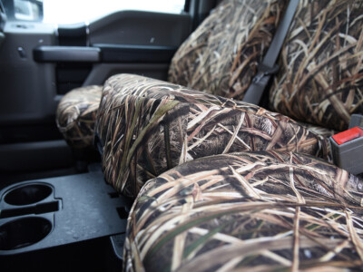 2019 Ford F-550 seat covers in Mossy Oak Shadow Grass Blades with center console