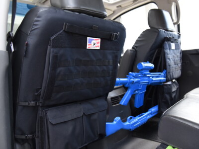 2006 Nissan Titan leatherette seat backs with Black Sof-Touch trim, MOLLE panels and storage pockets