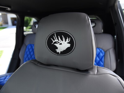2023 Jeep Grand Cherokee Medium Gray Sof-Touch headrest cover with embroidered logo