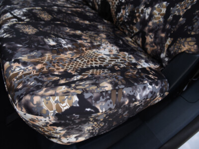 2025 Ford Maverick front seat cushion with Kryptek Skyfall Black seat cover