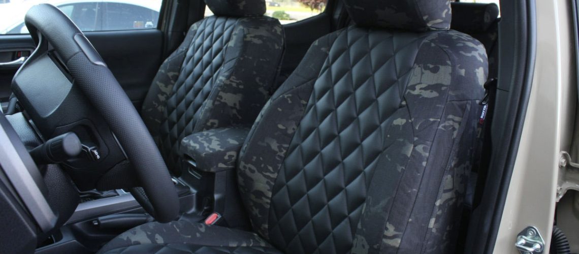 2020 Toyota Tacoma Black SofTouch Diamond MultiCam Black Seat Covers for Toyota Tacoma